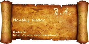 Nováky Andor névjegykártya
